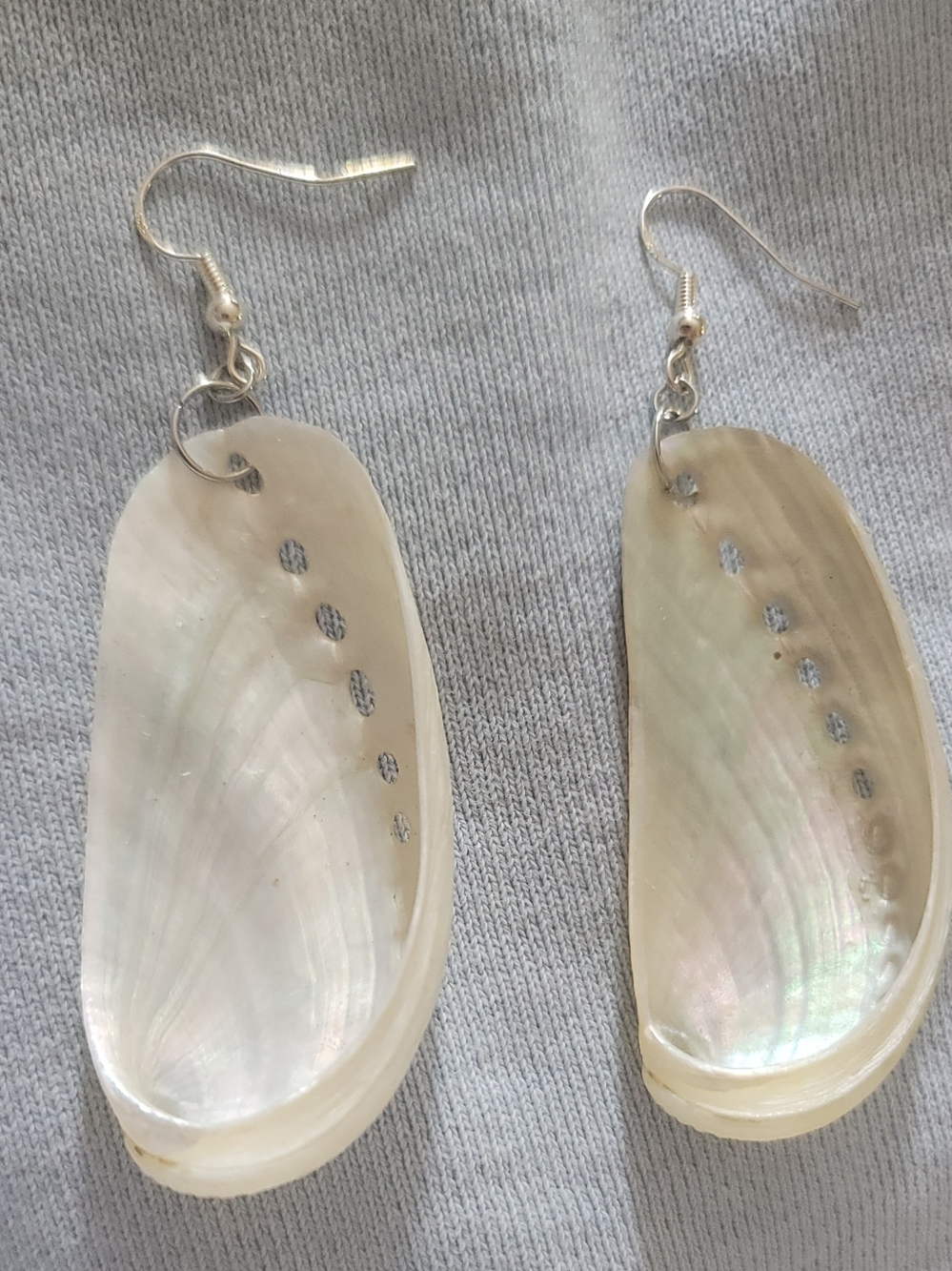 Shell Drop Earrings White Abalone Shells Indigenous Made